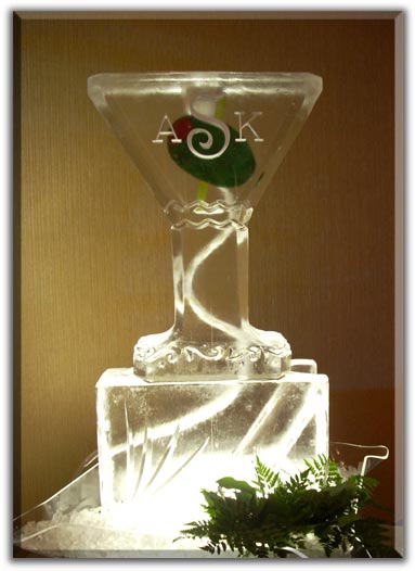 Martini Glass with Olive Luge